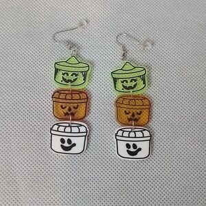 Pierced Happy Meal Bucket Halloween Earrings